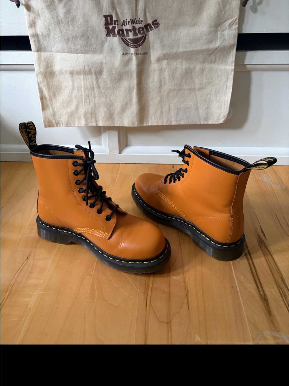 Dr Martens 1460 Smooth Leather Lace Up Boots Unisex Orange